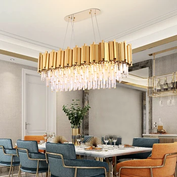 Роскошная хрустальная люстра K9, освещающая современную гостиную и столовую, подвесной светильник, золотые / серебряные светодиодные светильники для помещений