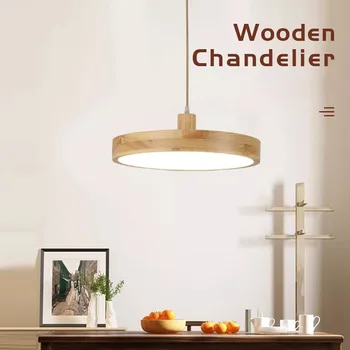 Скандинавский ультратонкий светодиодный деревянный подвесной светильник для гостиной, люстры для спальни, светильник из дерева, современный акриловый абажур