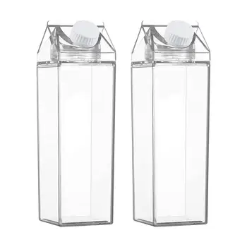 Прозрачные Квадратные Бутылки Для Молока Многоразового Использования Прозрачная Коробка Для Молока Бутылка Для Воды 2шт Герметичная Коробка для Молока Пищевого качества Прозрачная Бутылка Для Сока Для