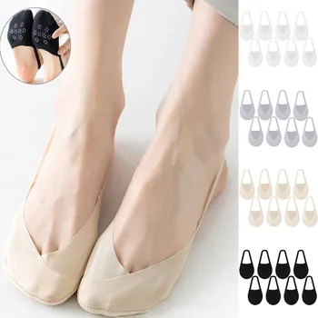 4 пары женских носков-балеток, однотонные нескользящие носки, кружевные носки сращивания, носки-лодочки, носки-тапочки, мужские шерстяные носки