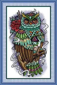 Набор для вышивания крестиком Joy Sunday с предварительной печатью Easy Pattern Aida, Набор для вышивания из тисненой ткани-Owl 15