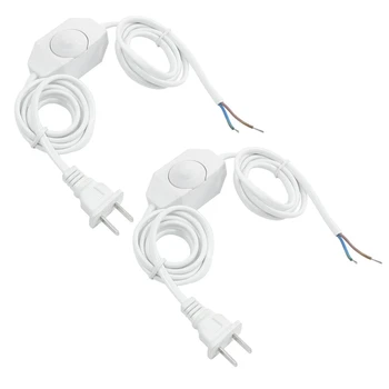 2x Шнур питания белой лампы с диммером переменного тока 250 В/110 В, штепсельная вилка США