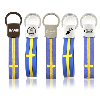 Для брелка из кожи Алькантара Шведский флаг Автомобильный кожаный Брелок Для Ключей Saab 93 94 95 99 900 S 9000 Hirsch 93X 94X 95X 97X aero 97