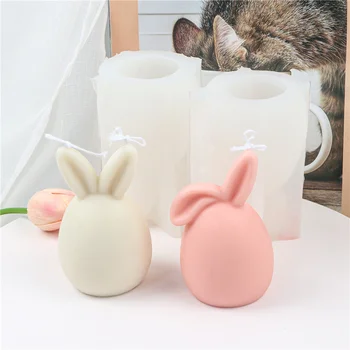 3D Силиконовая форма для свечей с пасхальным яйцом-кроликом, Безликая форма для ароматизации головы кролика, свеча ручной работы, мыловарение, домашний декор 