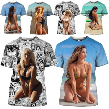 2023 Новая топовая модель пляжного бикини Mamba, Сексуальные бедра Богини, Летняя повседневная мужская футболка Beauty Loli с 3D-принтом Hentai