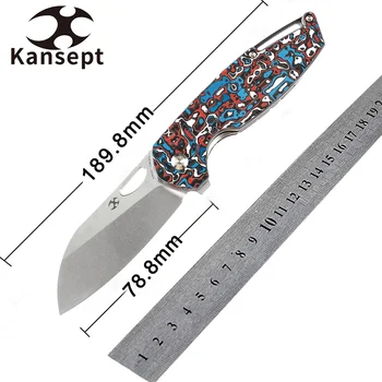 Складные ножи Kansept Model 6 K1022A7 с полированным клинком CPM 20CV с красно-черно-белой рукояткой из углеродного волокна для переноски EDC