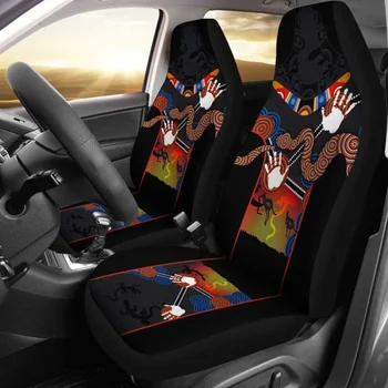 Чехлы для автомобильных сидений аборигенов Австралии, комплект из 2 универсальных защитных чехлов для передних сидений австралийских бумерангов и змей