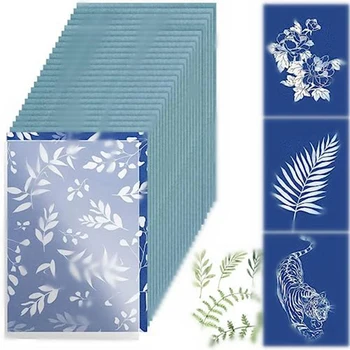 30 листов синей цианотипной бумаги Sun Art Paper Kit, бумага для рисования на солнечной батарее Nature Printing Paper для детей и взрослых Художественные поделки