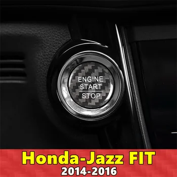 Для Honda Jazz Крышка кнопки запуска и остановки двигателя автомобиля Наклейка из настоящего углеродного волокна, подходит для 2014 2015 2016 гг.