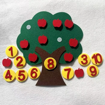 Поделки из фетра, украшение для детей, игрушка на яблоневом дереве, развивающие игрушки для малышей, пазлы, детская игра для подбора чисел