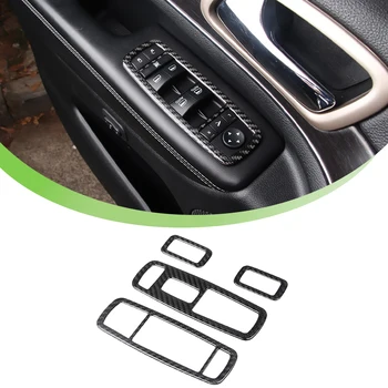 для Jeep Grand Cherokee 2011-2022, Кнопка подъема стекла в салоне автомобиля, Декоративная панель, наклейка для отделки крышки, аксессуары из углеродного волокна