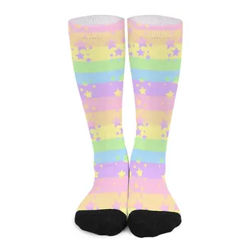 Носки пастельных тонов rainbow и stars, классные хоккейные носки