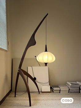 Торшер в японском стиле, отделка из дерева черного ореха, гостиная, диван, креативный дизайнер, постоянный кабинет, новая лампа