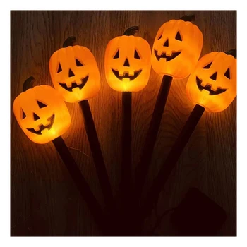 Фонари для тыкв на Хэллоуин 3D Тыквы с солнечной подсветкой 5 фонарей на 1 комплект кольев для садовой дорожки на Хэллоуин