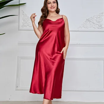Однотонное платье для сна для невесты размера плюс 5xl, пижама, женская летняя модная и дышащая сексуальная ночная рубашка на бретелях