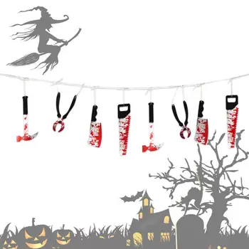 Реквизит для баннеров с кровавой гирляндой на Хэллоуин, Кровавые украшения для вечеринки на Хэллоуин, Жуткий реквизит для зомби, вампиров и принадлежностей для Хэллоуина
