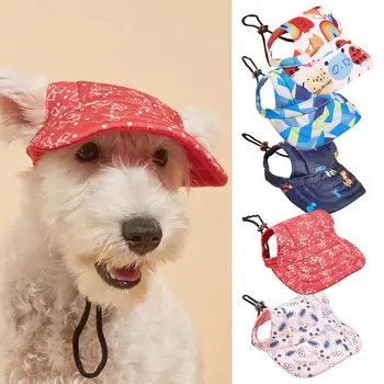 Кепки для домашних собак, остроконечная шляпа с регулировкой пряжки, Дышащая печать, Мягкая удобная шляпа для собак из полиэстера