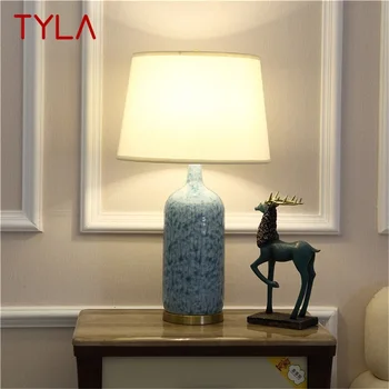 Керамическая настольная лампа TYLA, медный светодиодный стол с современным роскошным рисунком для дома