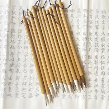 Кисть для каллиграфии из волос ласки, Бамбуковая ручка ручной работы, китайская кисть для рисования, Xiaokai, Обычная кисть для написания сценариев