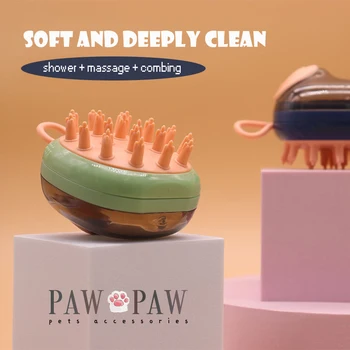Многофункциональная силиконовая щетка для домашних животных PawPaw с резервуаром для шампуня для купания, гребень для груминга, Массажная щетка для душа для собак, товары для домашних животных