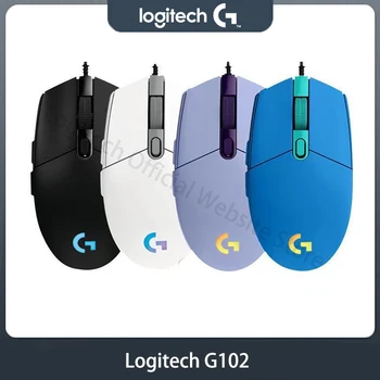 Игровая мышь Logitech G102 Mouse Lightsync 2-го поколения, 6 кнопок, 8000 точек на дюйм, проводная игровая мышь с RGB-подсветкой, версия для игровых ПК.
