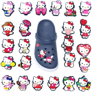 Одиночная распродажа 1шт Sanrio Kawaii Hello Kitty Брелоки Для Обуви ПВХ Аксессуары DIY Украшение Для Обуви Croc JIBZ Детские Рождественские Подарки