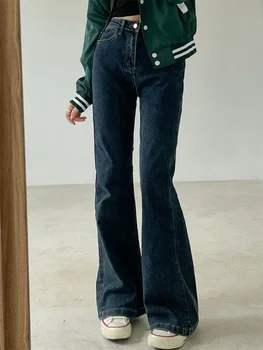 Женские джинсы-клеш в винтажном корейском стиле Y2K 2000-х, леггинсы-клеш с высокой талией, уличная одежда, модные джинсовые брюки Harajuku