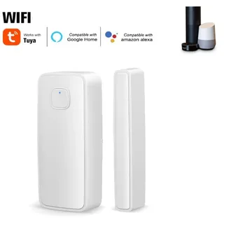 Tuya Smart WiFi Дверной датчик Детекторы открытия / закрытия дверей Совместимы с приложением Alexa Google Home Smar tLife