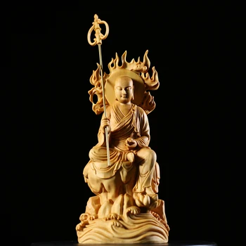 15 см Резьба По Дереву Тибетский Король Будда Посвященные Буде Статуи Резьба Ремесла Украшения Дома Пламя Тибетский Буксус Скульптура