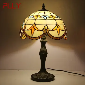 Современная настольная лампа PLLY Tiffany для спальни, креативная цветочная фигурка, светодиодное украшение дома