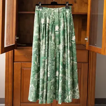 Узкая плиссированная юбка трапециевидной формы с принтом и высокой талией Женская мода