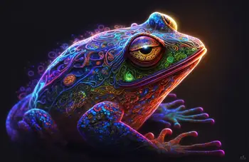 УФ-гобелен в виде лягушки-жабы, гобелен с реактивным эффектом Blacklight, неоновый фон, DMT-арт, Гобелен-фантаст