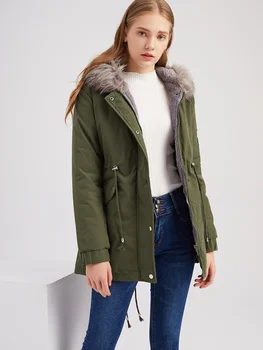 Хлопковое пальто средней длины с капюшоном для женщин, теплое флисовое пальто, парки с перьями, холодная одежда, Зимние куртки, 2023