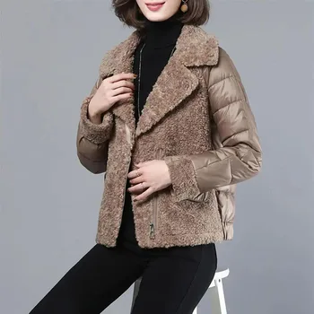 Хлопковая куртка 4XL, женские куртки из овечьего бархата, осенне-зимнее пальто 2022, новое модное свободное короткое пальто, женская элегантная верхняя одежда