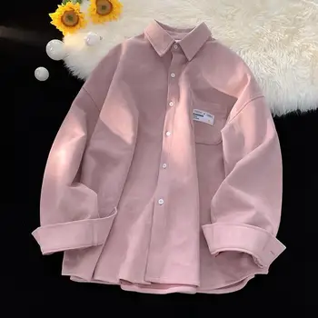 Женская рубашка DUOFAN С длинным рукавом, весна-осень, однотонная вельветовая женская блузка с карманным дизайном, однобортный топ Blusas