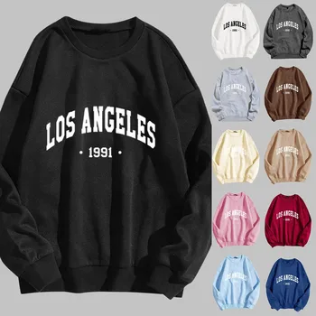 Бескапотной пуловер 2023 женщин с непокрытыми головами, sweatershirt для женщин спортивные повседневные топы Письмо печати сплошной цвет длинный-де-Мухерес