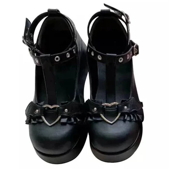 Женская Весенняя Модная обувь на толстой подошве из Лолиты Большого Размера На танкетке С круглым носком JK Mary Jane Женская обувь Zapatos De Mujer