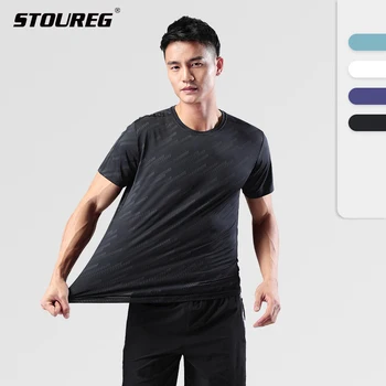 Мужские летние спортивные футболки из нейлона Ice SilK, быстросохнущий спортивный топ для бега с короткими рукавами, эластичная спортивная одежда для фитнеса