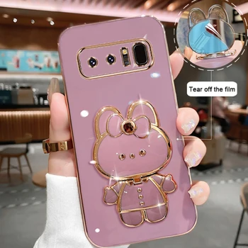Для Samsung Galaxy Note 8 Чехол для телефона с мягким силиконовым покрытием Мультяшный кролик Складная подставка для зеркала для макияжа Кронштейн крышка