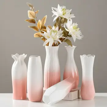 Ваза высокого класса, легкий роскошный стиль, градиентный розовый керамический букет цветов, украшение гостиной, очистка воды