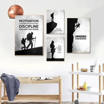 Мотивационная картина на холсте, вдохновляющие черно-белые плакаты, принты С цитатами, настенные рисунки в гостиной Куадроса Без рамы
