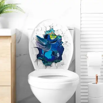 Высококачественная клейкая наклейка на туалет, декоративная наклейка в виде морской рыбы, водонепроницаемый Клейкий декор стен для домашней ванной комнаты, уникальный