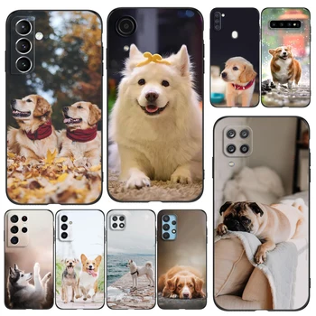 Черный чехол из ТПУ для Samsung galaxy A3 A5 A7 2016 2017 2018, чехол Naughty Cute Dogs
