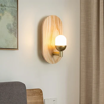 Японская спальня прикроватная тумбочка из массива дерева настенный светильник Contractd Nordic Retro Гостиная телевизор на заднем плане коридор arcylic shadow настенный светильник