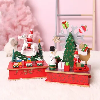 Деревянная лошадка, Снежинка, заводная музыкальная шкатулка, Рождественское украшение, декор стола, Детские игрушки, Аксессуары для украшения дома, подарки на день рождения