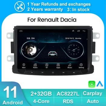 2 ГБ + 32G ROM Android 11 Авторадио Автомобильный Мультимедийный Плеер GPS для Renault Duster/Dacia/Logan/Dokker Стерео RDS Carplay Навигация