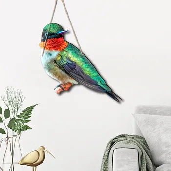 Имитация птицы, деревянная подвесная наклейка на стену, украшение для дома в гостиной, спальне, Деревянная вывеска Колибри