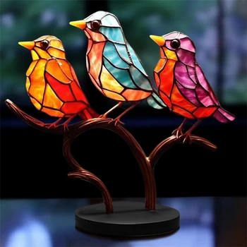 Настольные украшения Двухсторонняя серия Красочных птиц в форме животных, Железное художественное ремесло, Окрашенные Птицы на ветке, украшения для дома