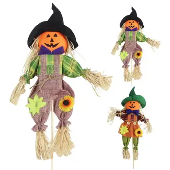 Отличная соломенная кукла в 2 стилях, Очаровательное декоративное пугало на Хэллоуин с ковшом, декор в виде пугала для крыльца