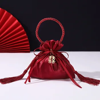 Винно-красные байковые подарочные пакеты с лебедем на шнурке, мини-сумки для ювелирных изделий, подарок на День Святого Валентина, пылезащитная сумка с жемчугом, свадебный подарок
